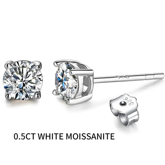 0.1ct-2ct Moissanite Stud Earrings - 925 Silver